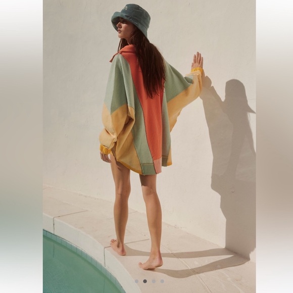 Free People Sidewalk Sweatshirt Polo-collared Colorblock Pullover - Picture 7 of 8